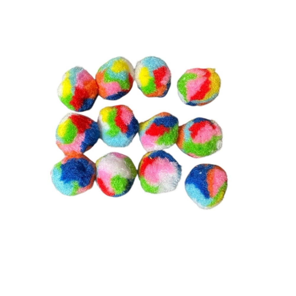 NEW lot of 12 colorful cat toy balls plush‎ soft